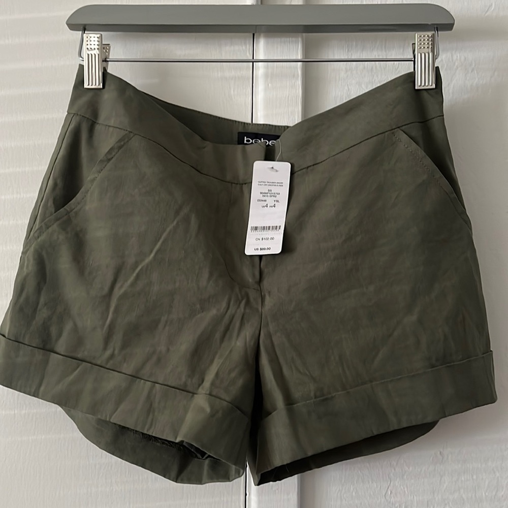 Olive Green Linen Shorts